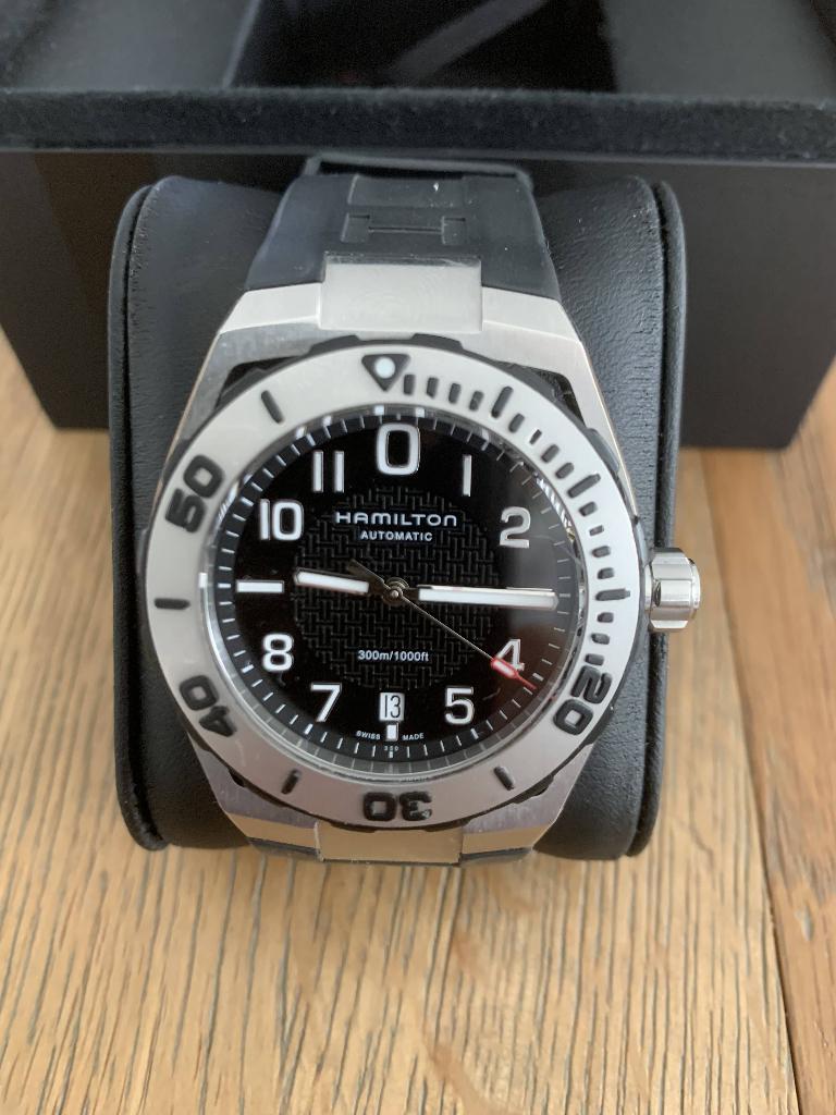 Hamilton kaki marineblauwe onderbroek, Overige merken, Staal, Staal, Polshorloge