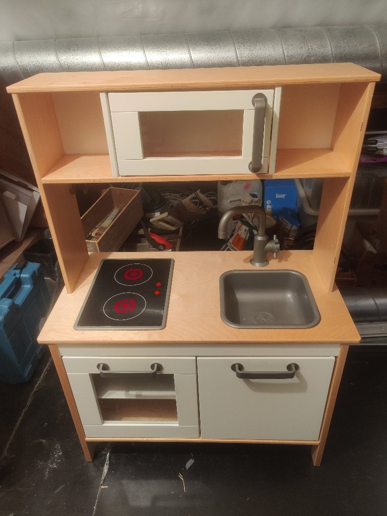 Houten speelkeuken met microgolf en accessoires, Ophalen, Kunststof, Speelkeuken