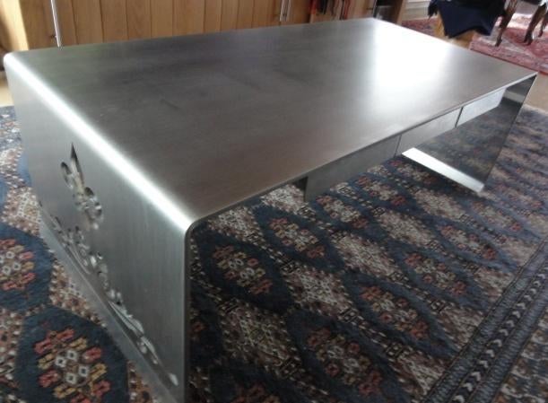 table basse en acier inoxydable, design acier inoxydable rvs, Maison & Meubles, Tables | Tables de salon, Comme neuf, Moins de 50 cm