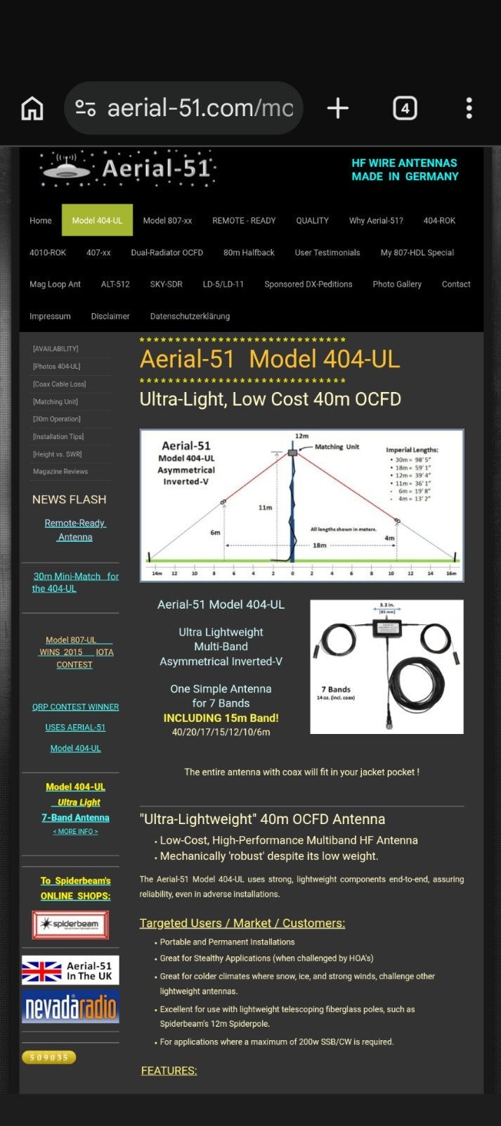 SPIDERBEAM UL 404 antenna, Telecommunicatie, Ophalen of Verzenden