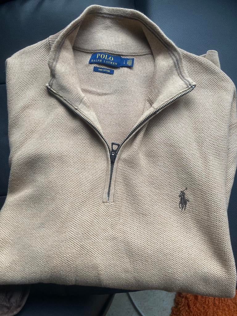 Ralph lauren zip heren trui camel, Verzenden, Zo goed als nieuw