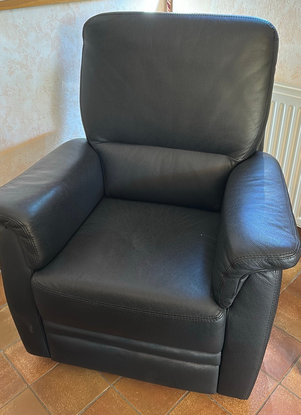 Canapé électrique et 2 fauteuils en Samoa noir, Maison & Meubles, Fauteuils, Enlèvement, Comme neuf, Cuir