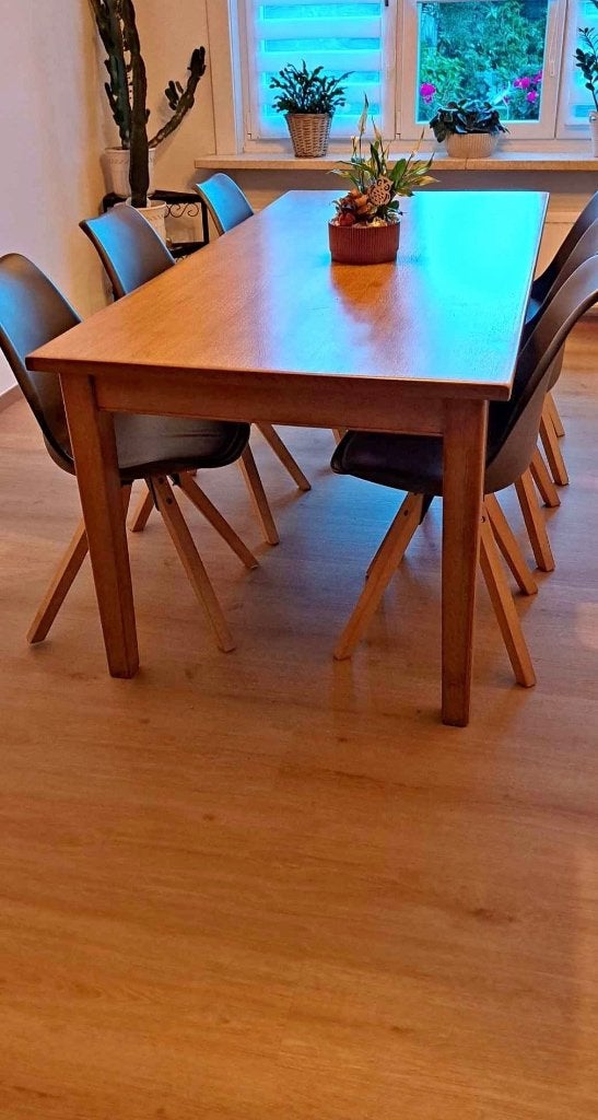 Eettafel met 6 stoelen, Huis en Inrichting, Ophalen, Gebruikt, 50 tot 100 cm, Vijf personen of meer