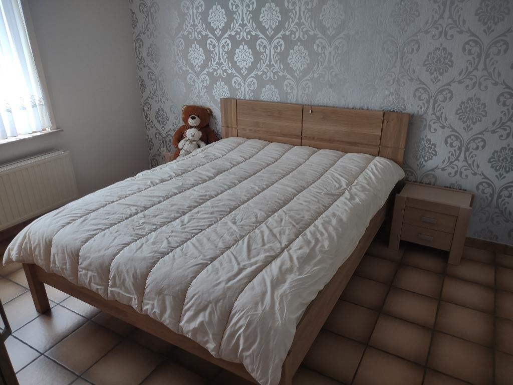 Landelijke slaapkamer zonder kleerkast maar met lattenbodem, Huis en Inrichting, Ophalen, Zo goed als nieuw, Tweepersoons, Landelijk
