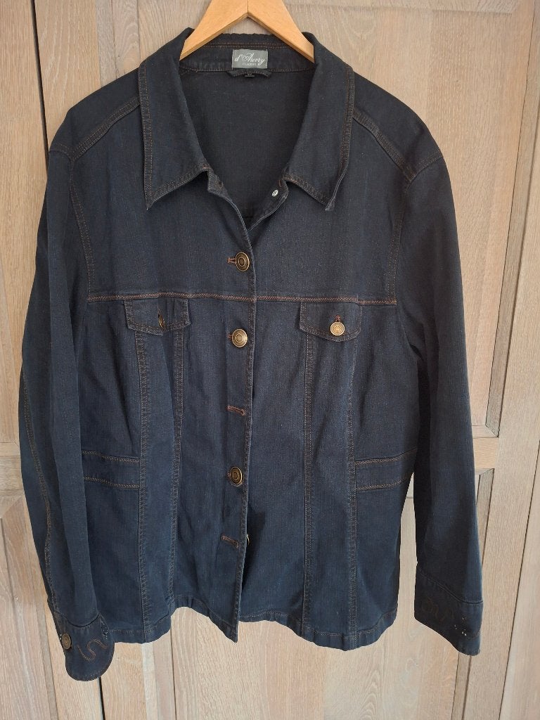 D'Auvry, gilet en jean, centré ! m 50, Taille 46/48 (XL) ou plus grande, Enlèvement ou Envoi, Comme neuf, D'Auvry
