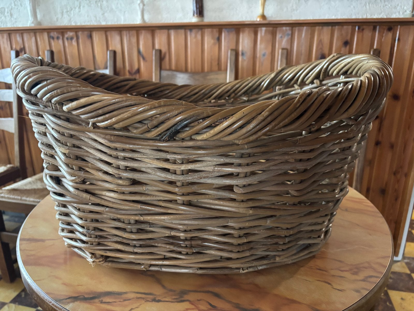 Ovale rotan mand., Ophalen, Overige materialen, Gevlochten, Mand