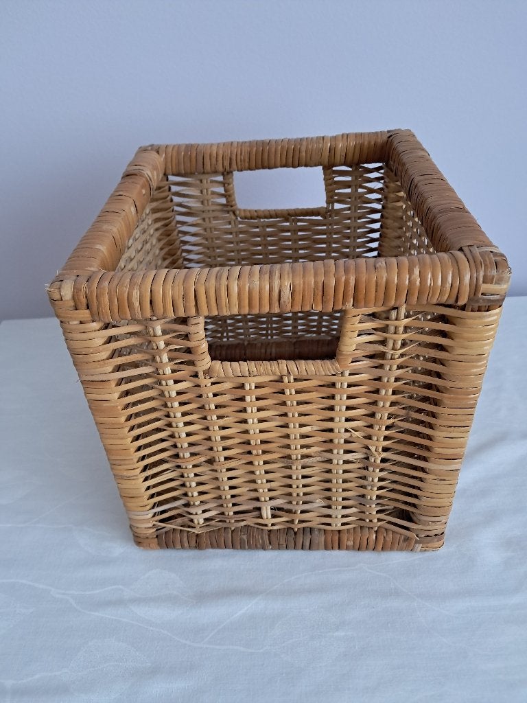 Panier/cache-pot en rotin tressé, Enlèvement ou Envoi, Carré, Autres matériaux, Tressé