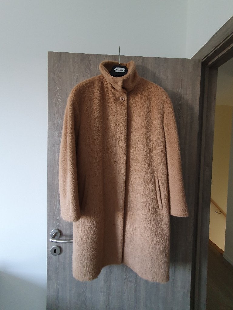 Beige/camel mantel Max Mara Studio It 44, Kleding | Dames, Beige, Ophalen of Verzenden, Gedragen, Maat 42/44 (L)