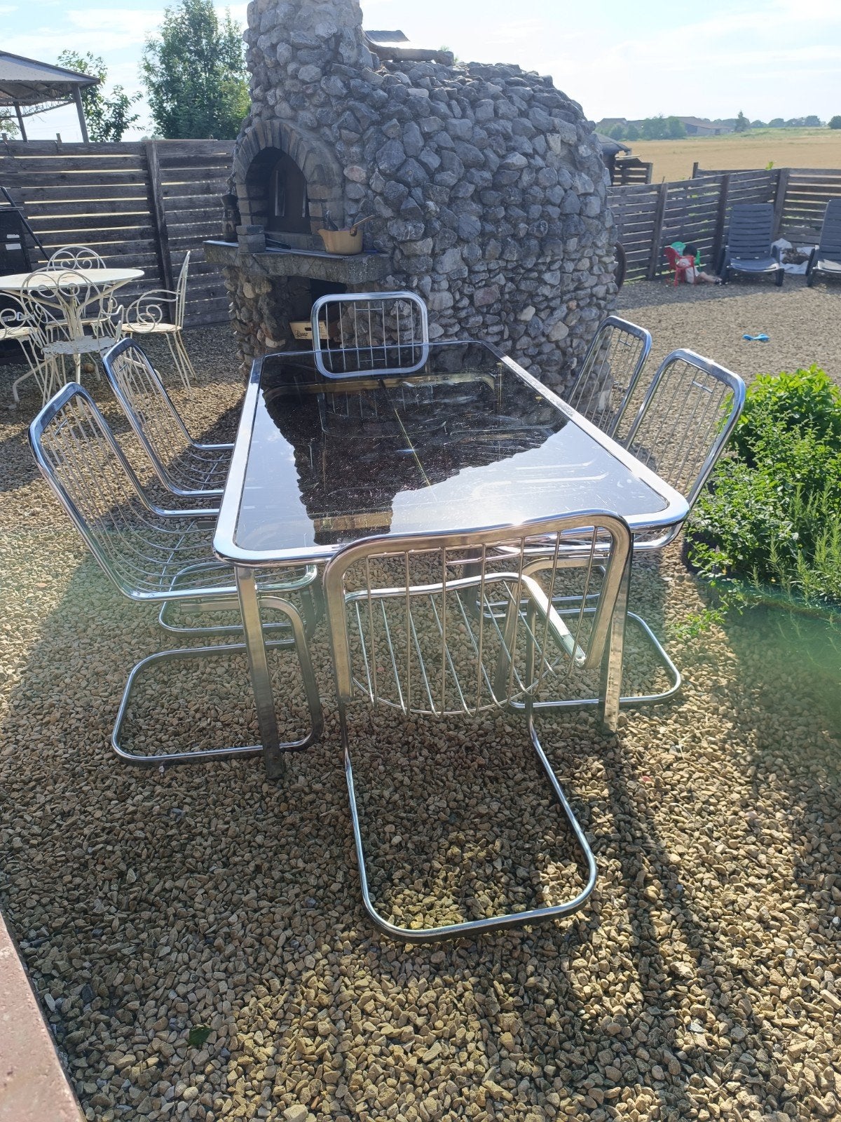 table et chaises vintage métal chromé Gastone rinaldi, Enlèvement ou Envoi
