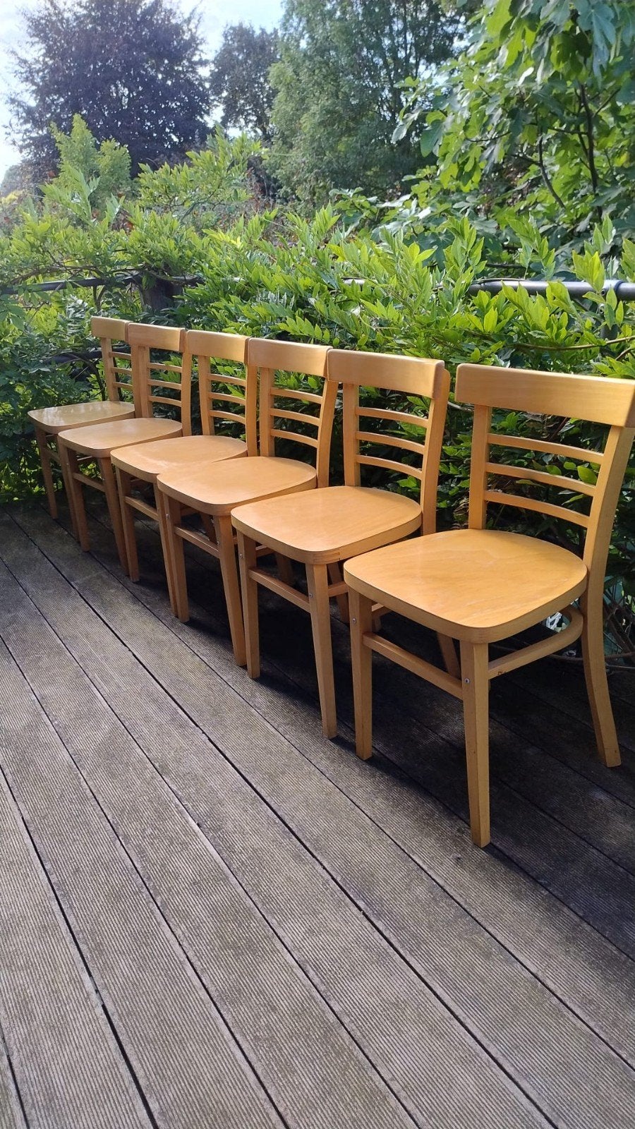 6 mooie houten stoelen. Beuken, Huis en Inrichting, Ophalen, Gebruikt, Overige kleuren, Cottage