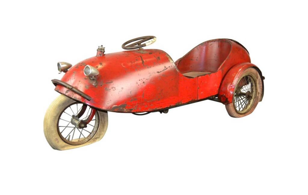 Voiture à pédales française à 3 roues en métal - 1930, Antiquités & Art, Enlèvement