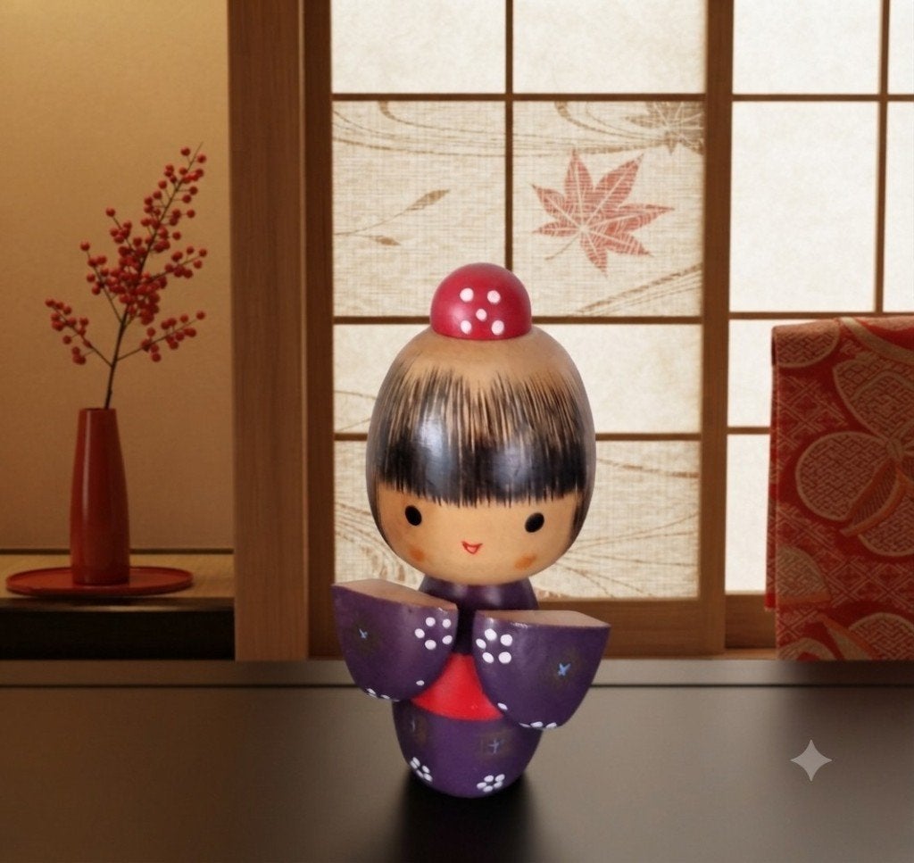 Benikasuri kokeshi van (vermoedelijk) Sakutaro Otani, Antiquités & Art, Art | Art non-occidental, Japon, Bois, Multicolore, Poupée