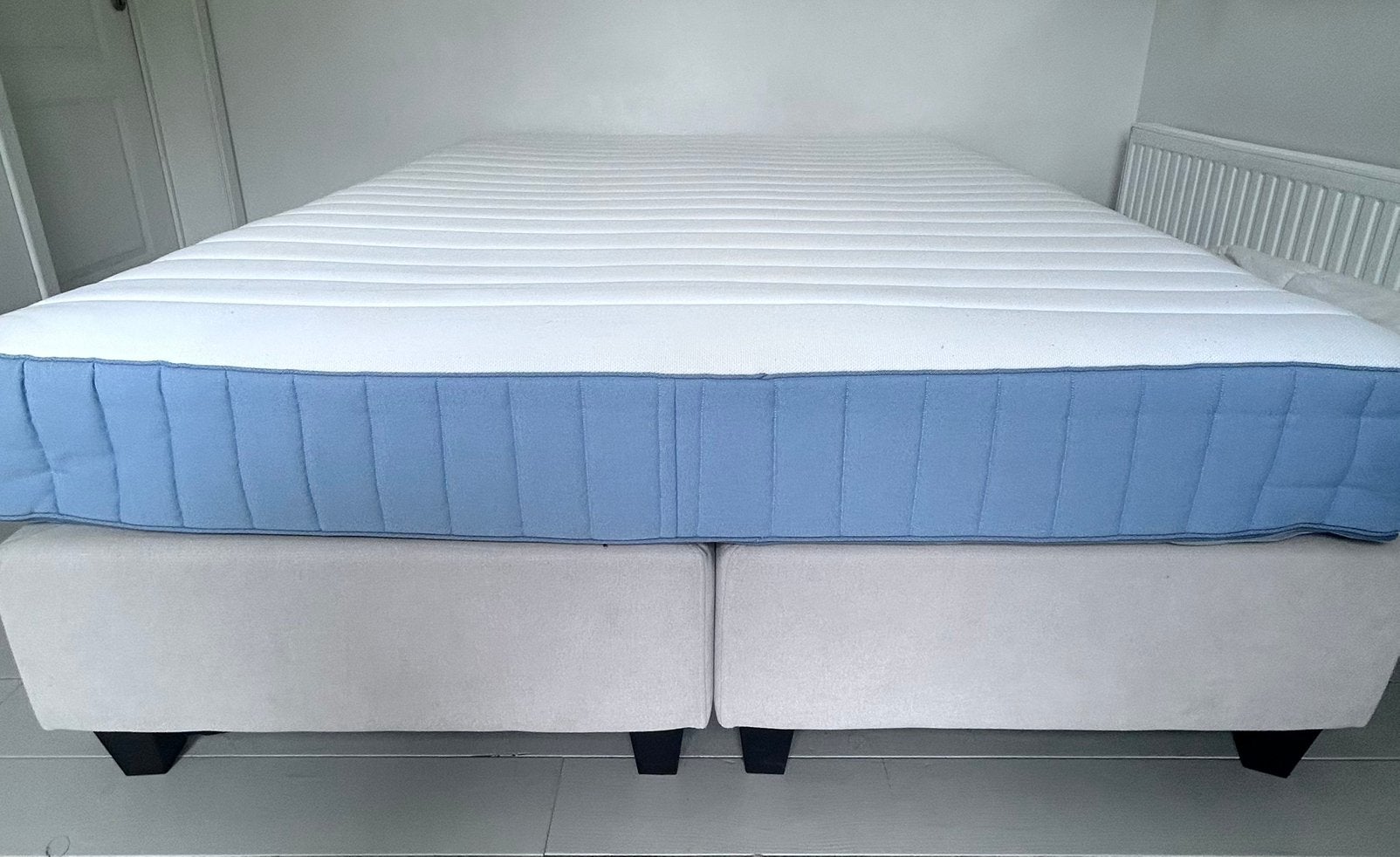 Lit boxsprings 160cmx 200cm sans matelas, Beige, Enlèvement, Utilisé, 200 cm