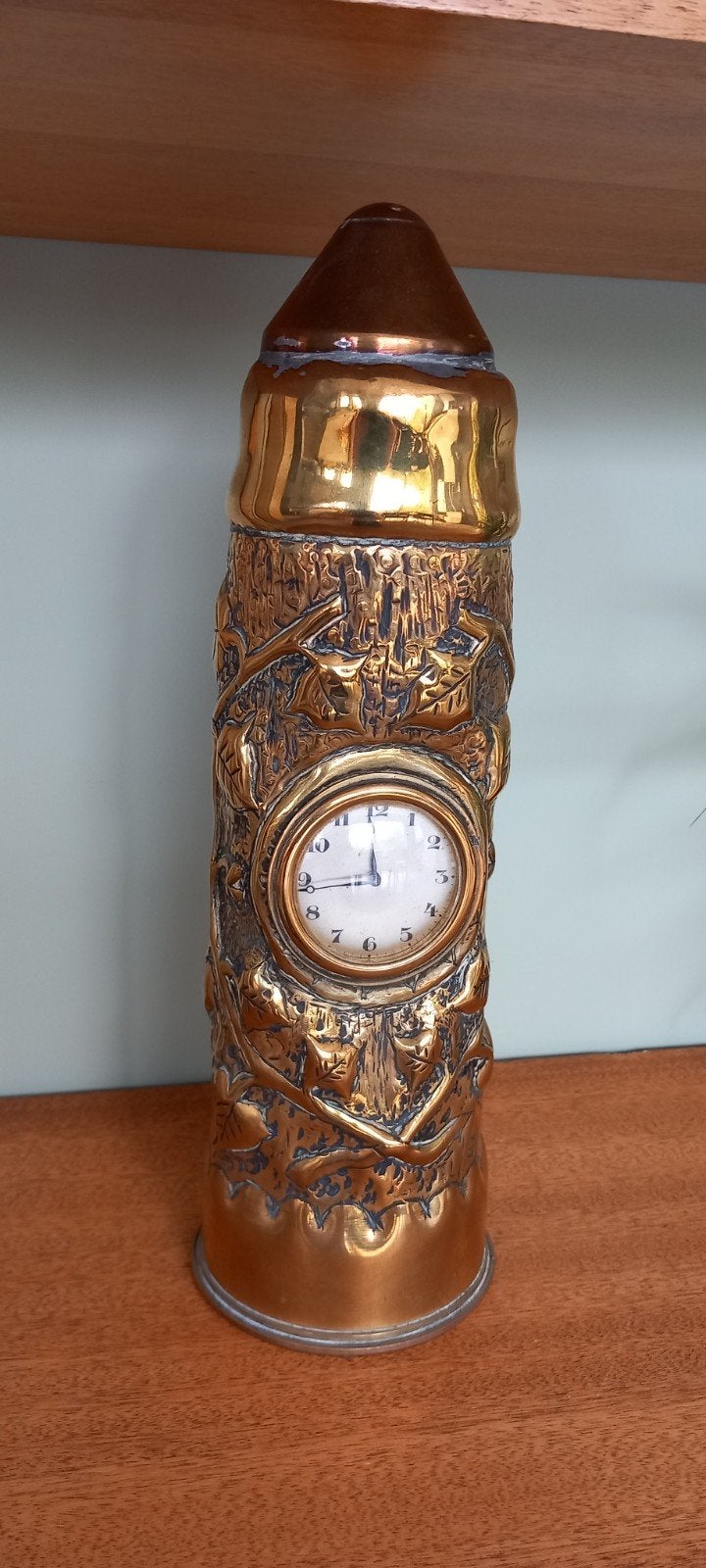Horloge douille obus 1917 art des tranchées WW1, Collections, Enlèvement ou Envoi, Douilles ou Pièces de fouille