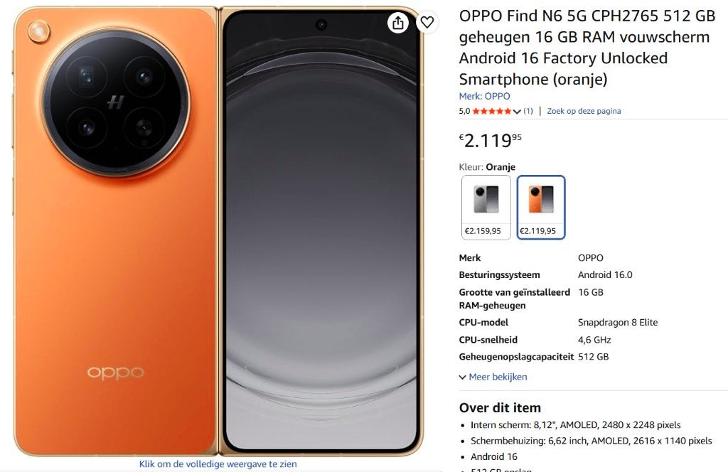 OPPO Find N6 (version globale) avec caméra Hasselblad, À clapet, Enlèvement, Sans abonnement, Sans simlock