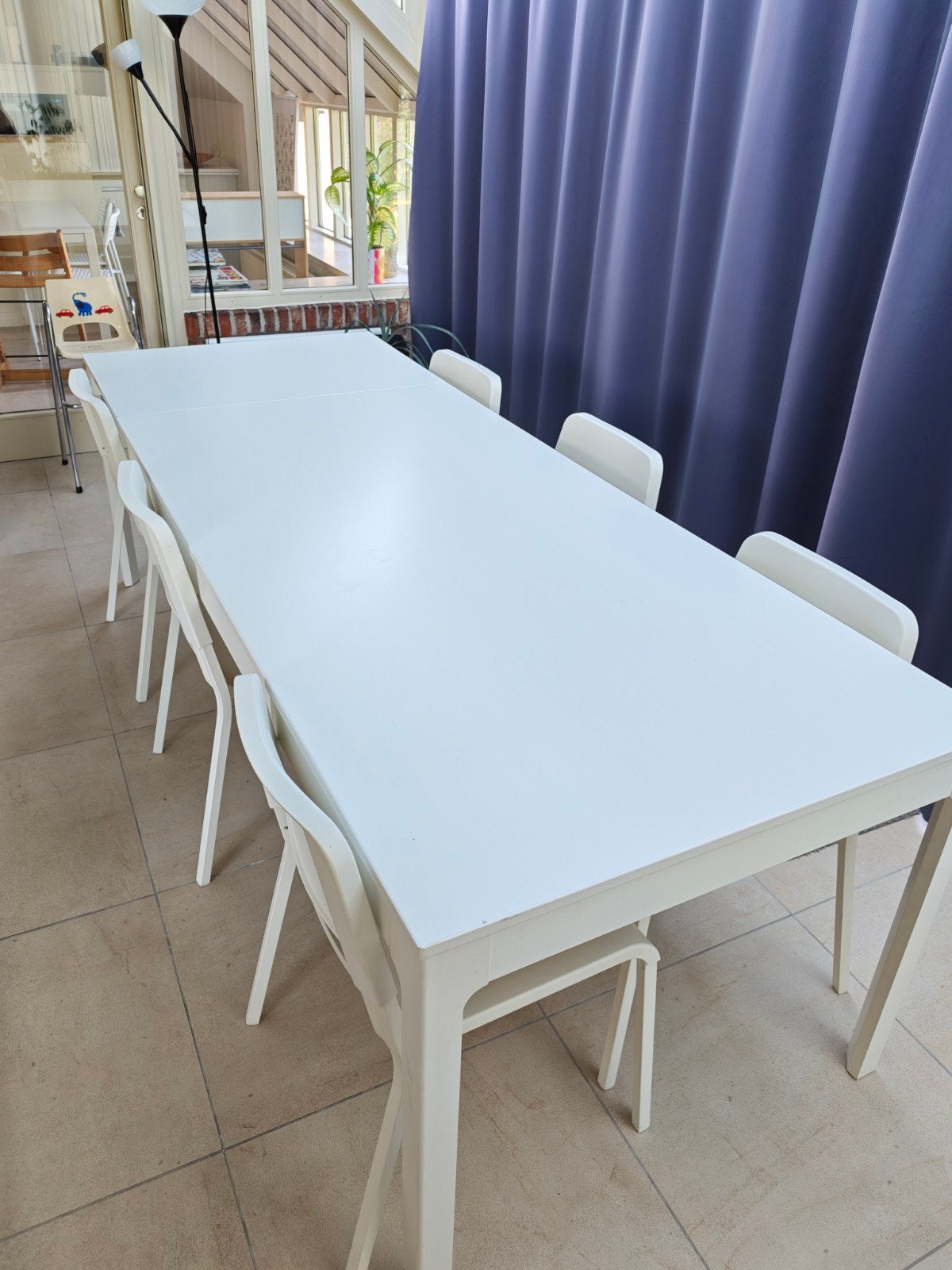 Witte uitschuifbare houten tafel 180 of 240cm, Huis en Inrichting, Tafels | Eettafels, Ophalen