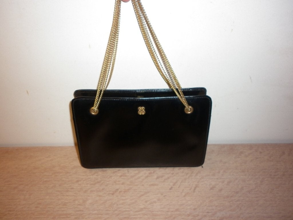 mooie zwarte kleine vintage handtas met ketting, Enlèvement ou Envoi, Sac à main