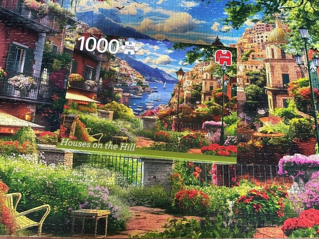 Legpuzzel van 1000 stukjes: Houses of Hill - Jumbo, Ophalen of Verzenden, 500 t/m 1500 stukjes, Gebruikt, Legpuzzel
