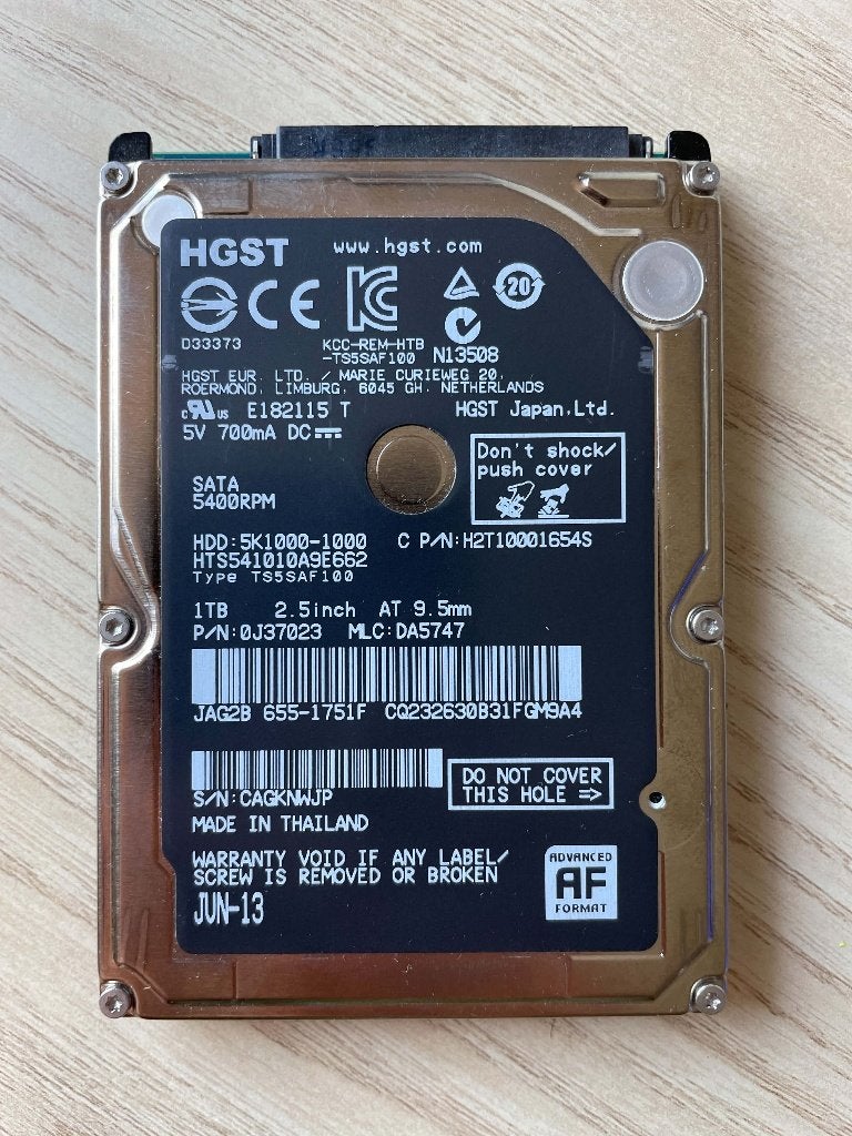 HGST 1TB 2.5" SATA Harde Schijf HDD 5400RPM | RS30, Informatique & Logiciels, Enlèvement ou Envoi, Interne, 1TB, Utilisé