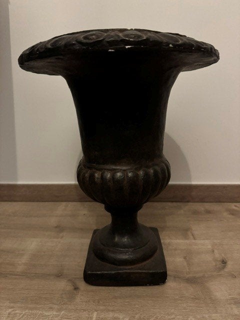 Grote zwarte zware vintage decoratieve kelk op voet, Ophalen, Zwart, Vintage