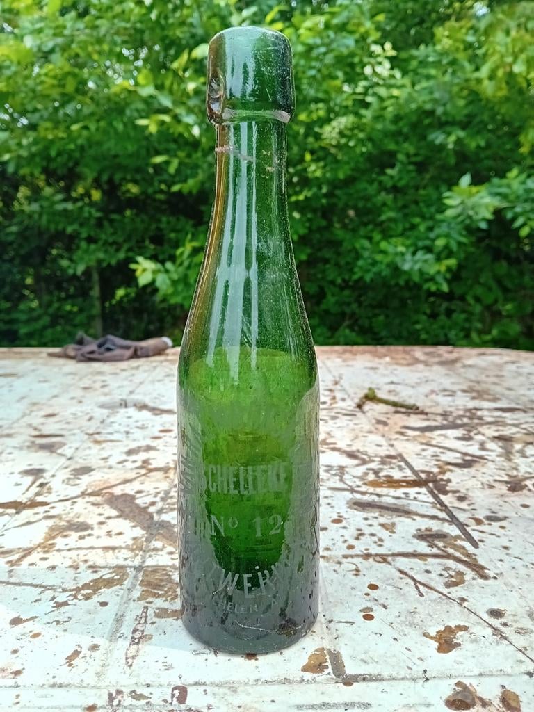 Oude vintage bierfles E Van Raemdonck Antwerpen Schelleke 12, Ophalen of Verzenden