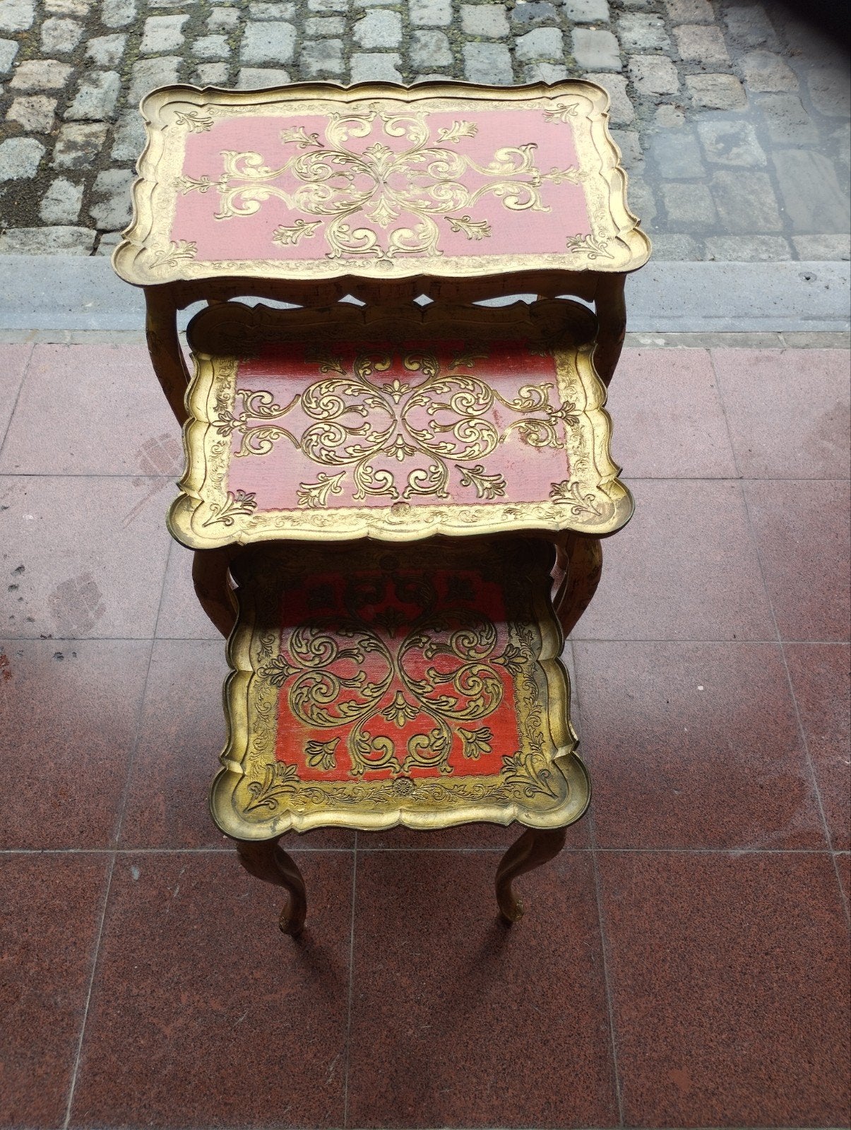 set vintage  bijzettafeltjes, Antiek en Kunst, Ophalen