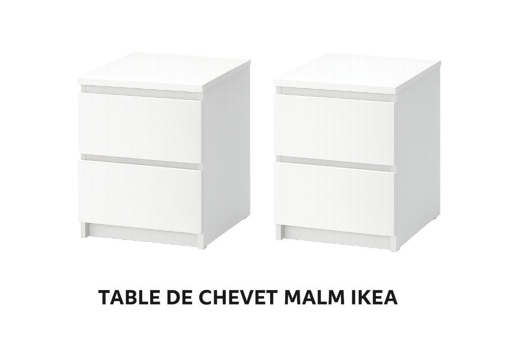 2 Tables de chevet IKEA MALM – Blanc – Très bon état, Maison & Meubles, Comme neuf, Moins de 45 cm, Enlèvement, 55 à 70 cm