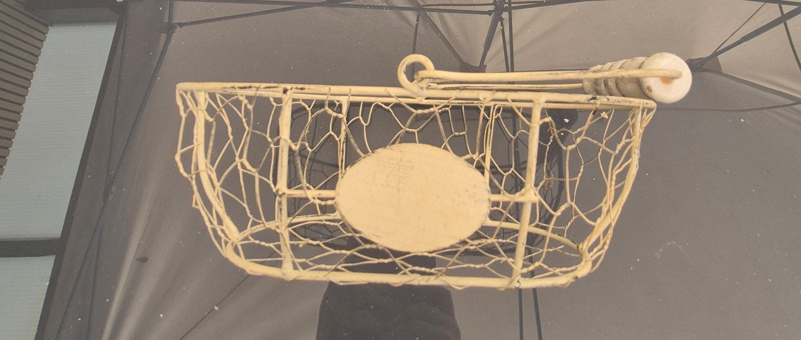 Sfeervol vintage look draadmandje met houten handvat, Enlèvement, Bois