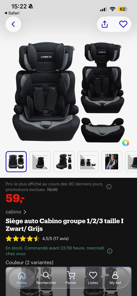 Siege auto groupe 1/2/3 cabino, Kinderen en Baby's, Ophalen, Zo goed als nieuw