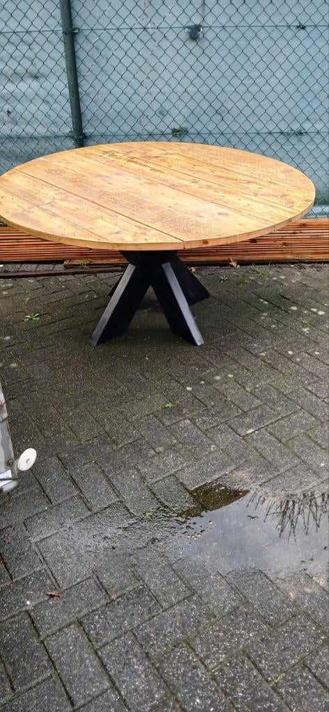 Ronde tuintafel/ eettafel , oud steigerhout, Ophalen, Hout