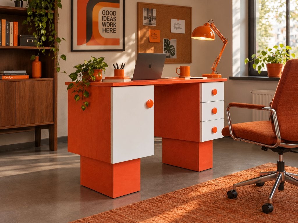Bureau/bureau vintage orange des années 70, Enlèvement ou Envoi, Utilisé