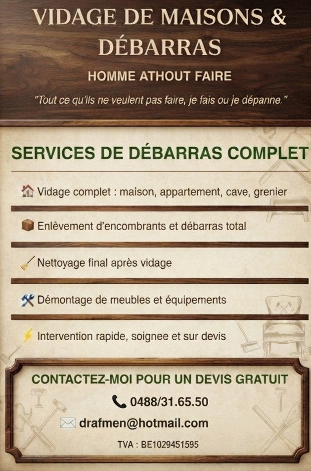 Service de Débarras Complet et Vidage de Maisons - Rapide, Maison & Meubles, Enlèvement ou Envoi