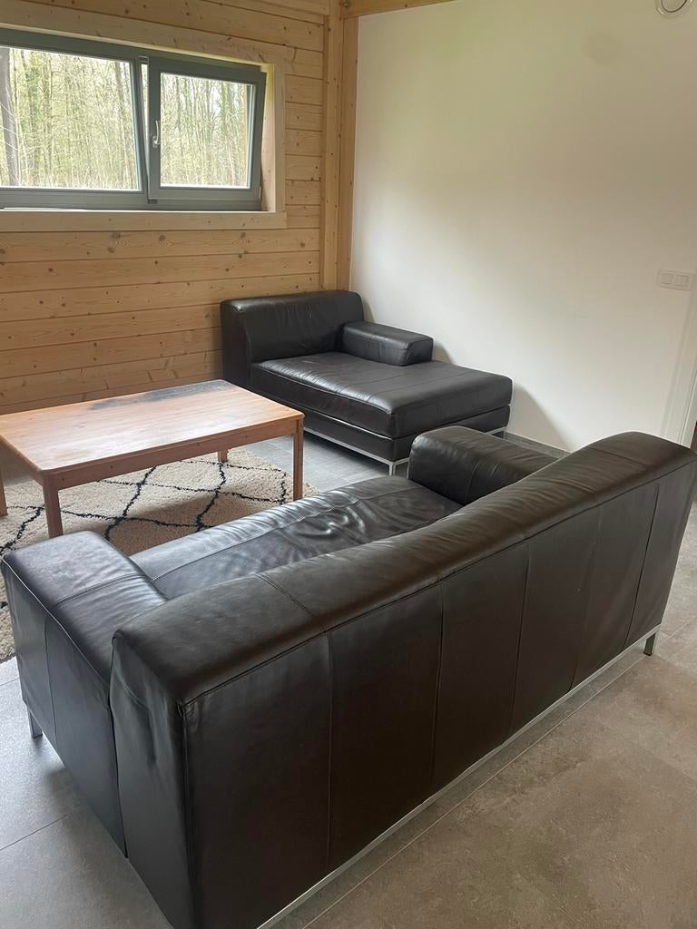 Canapé 2 pl et demi + méridienne en cuir (Ikea), Maison & Meubles, Enlèvement, Comme neuf, Cuir