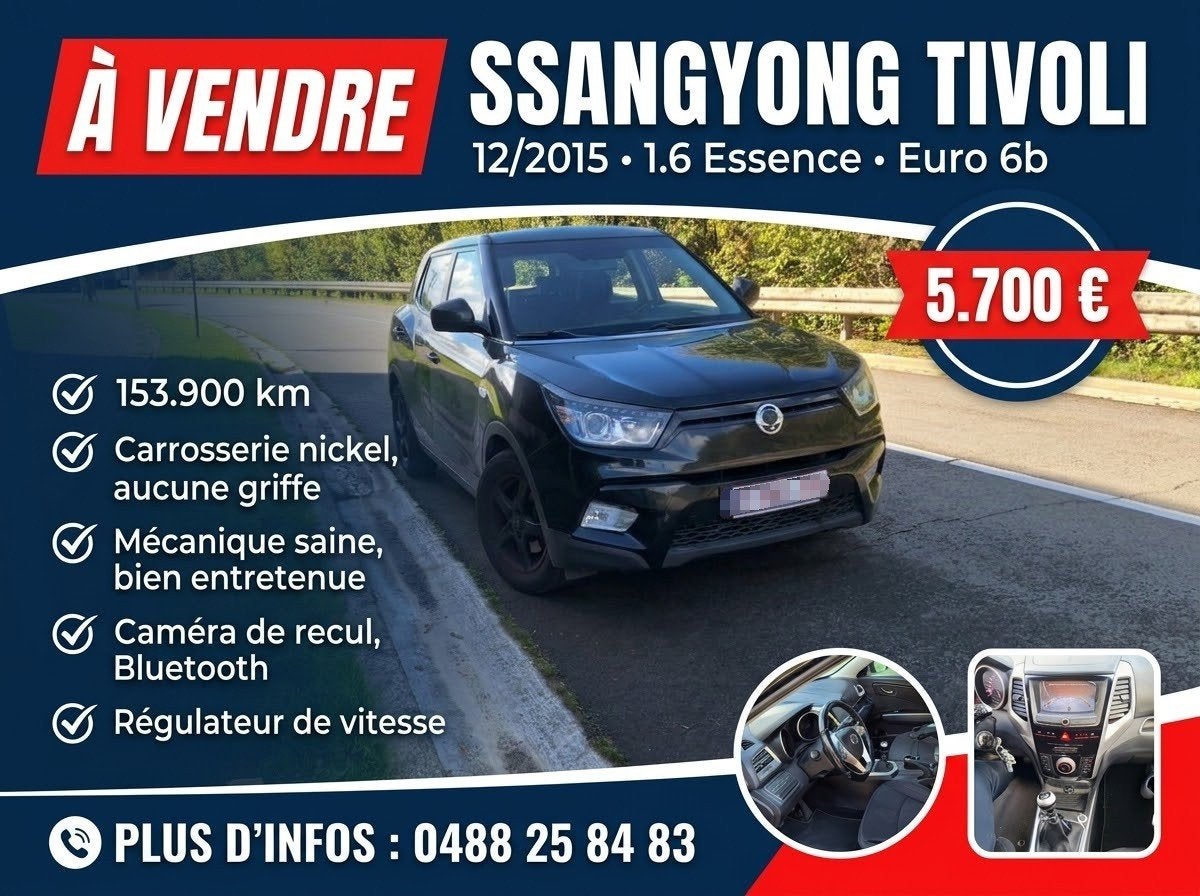 Ssangyong Tivoli 12/2015, Auto's, Tivoli, Particulier, Bluetooth, Te koop