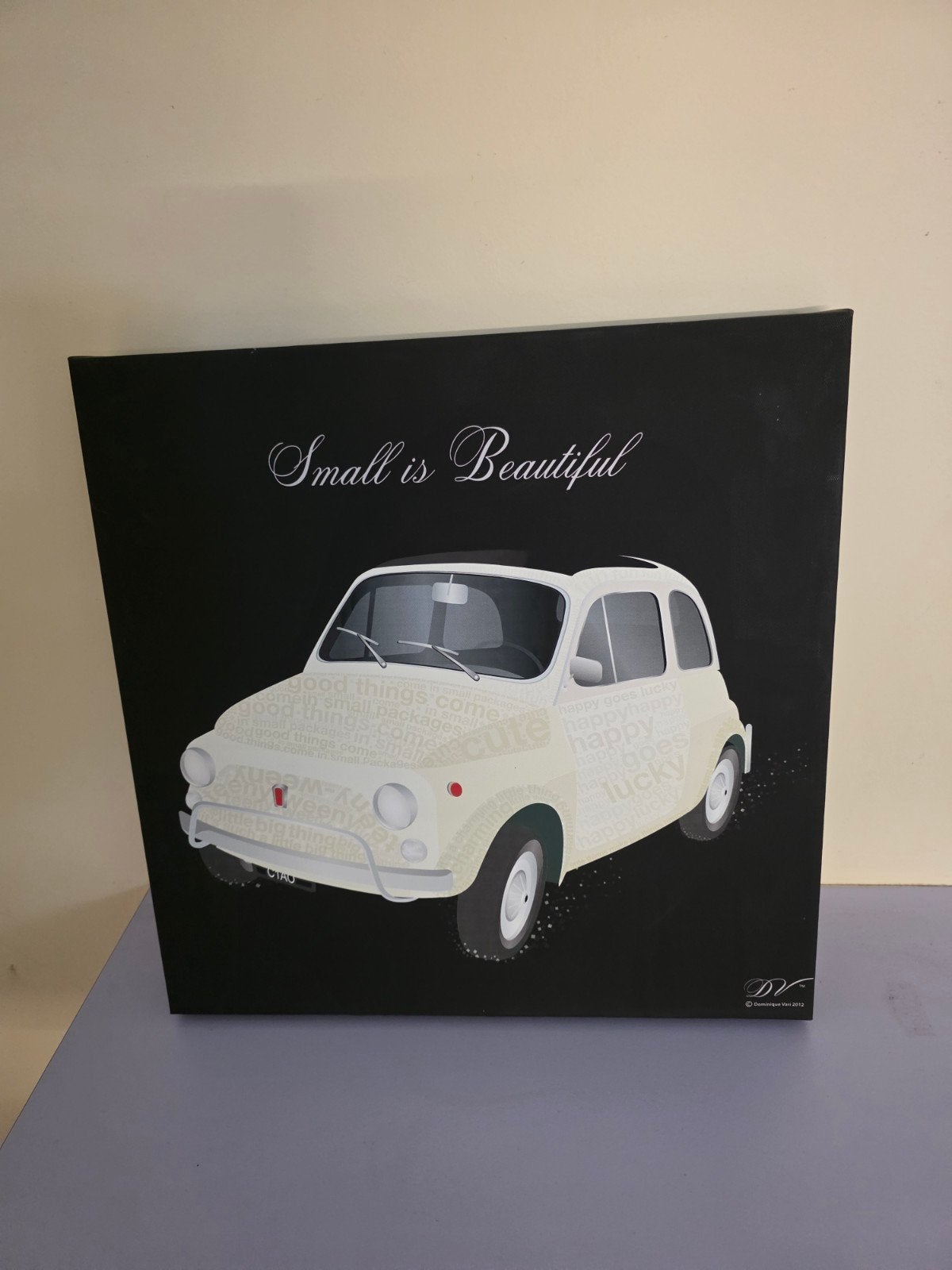 Canvas Schilderij Retro Fiat 500 – "Small is Beautiful" (Vie, 40 cm, Schilderij, Vintage, Ophalen of Verzenden