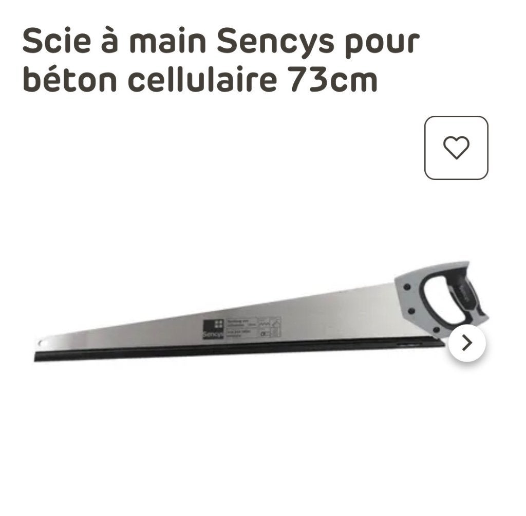 Scie à main Sencys pour béton cellulaire 73 cm – Quasi neuve, Ophalen, Handzaag