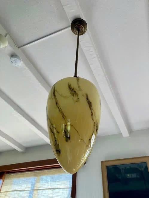 Unieke Art deco verstelbare hanglamp., Huis en Inrichting, Ophalen, Zo goed als nieuw, Glas, Art deco.
