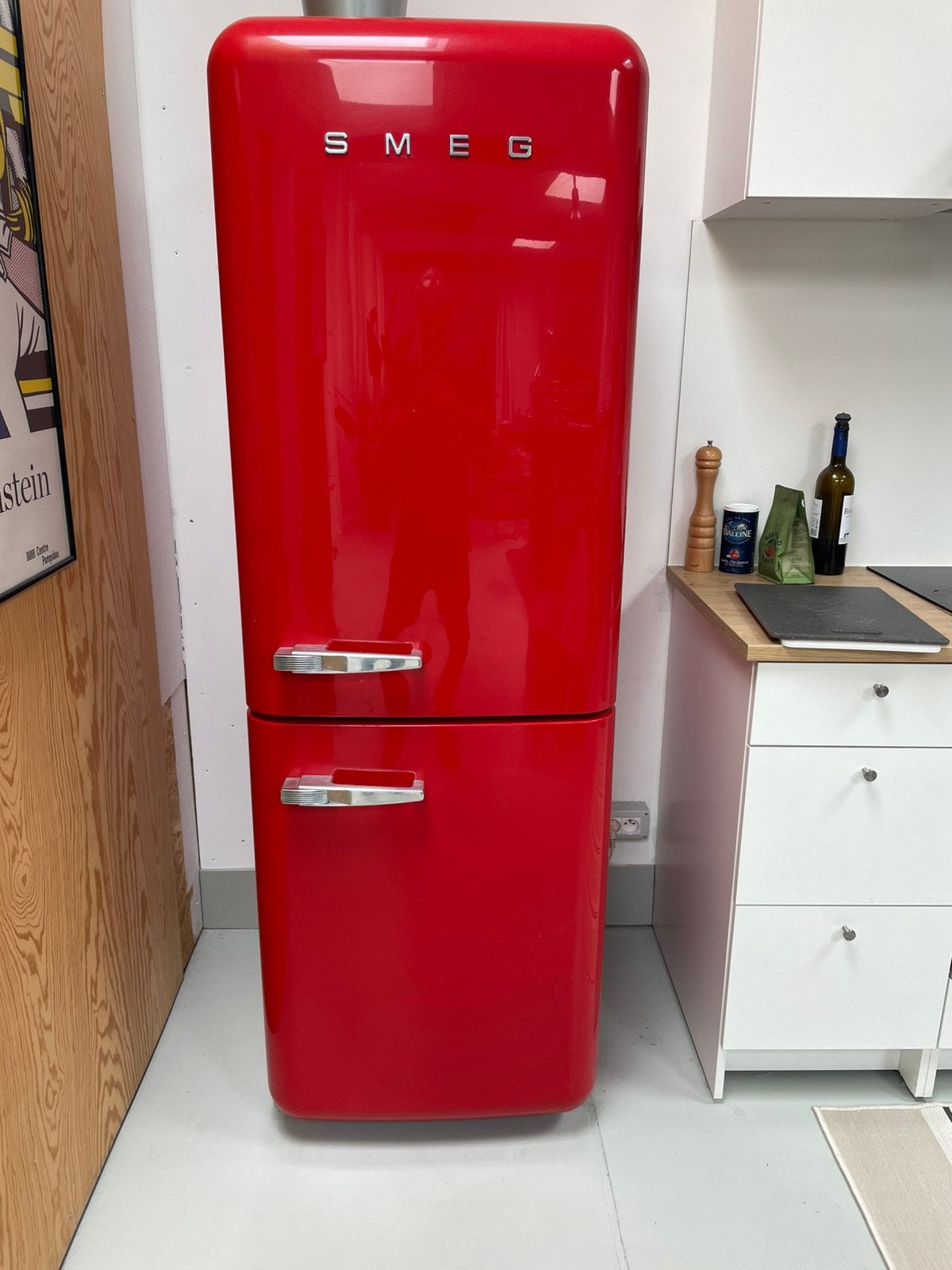 Rode Smeg koel/vriescombinatie, Elektronische apparatuur, Ophalen, Gebruikt, Met aparte vriezer