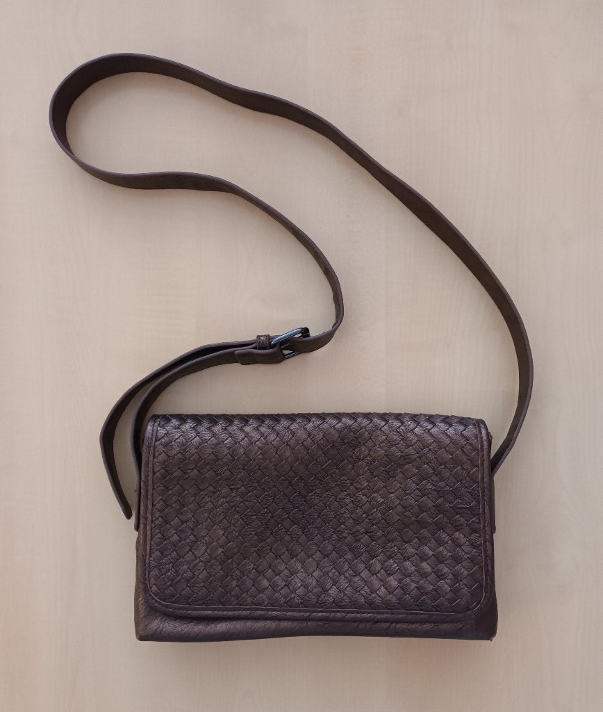 Leren handtas - Xandres - bruin/metallic, Handtassen en Accessoires, Verzenden, Zo goed als nieuw, Bruin, Handtas