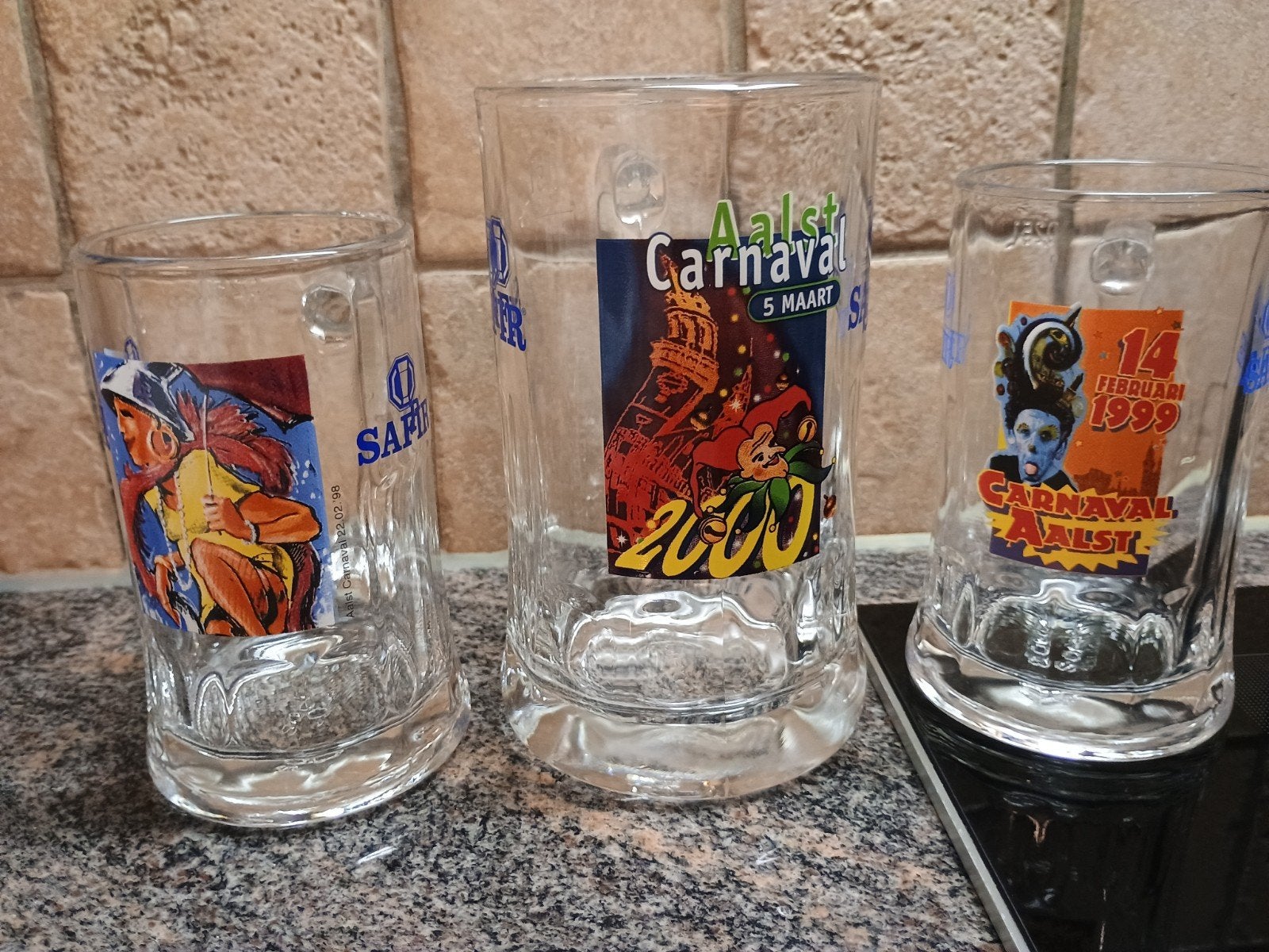 SAFIR bierpotten Aalst carnaval 1998, 1999, 2000, Ophalen of Verzenden