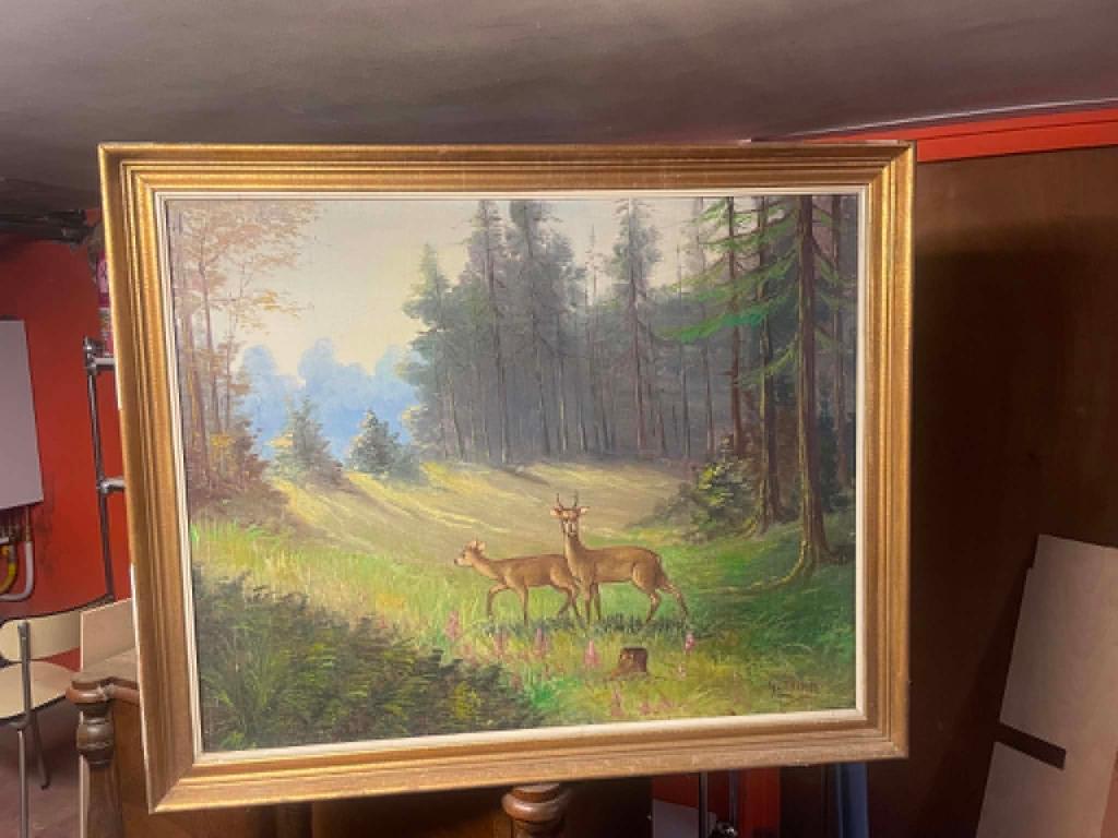peinture 1955 cerf dans les bois par LEKIMPE/GALEK, Enlèvement
