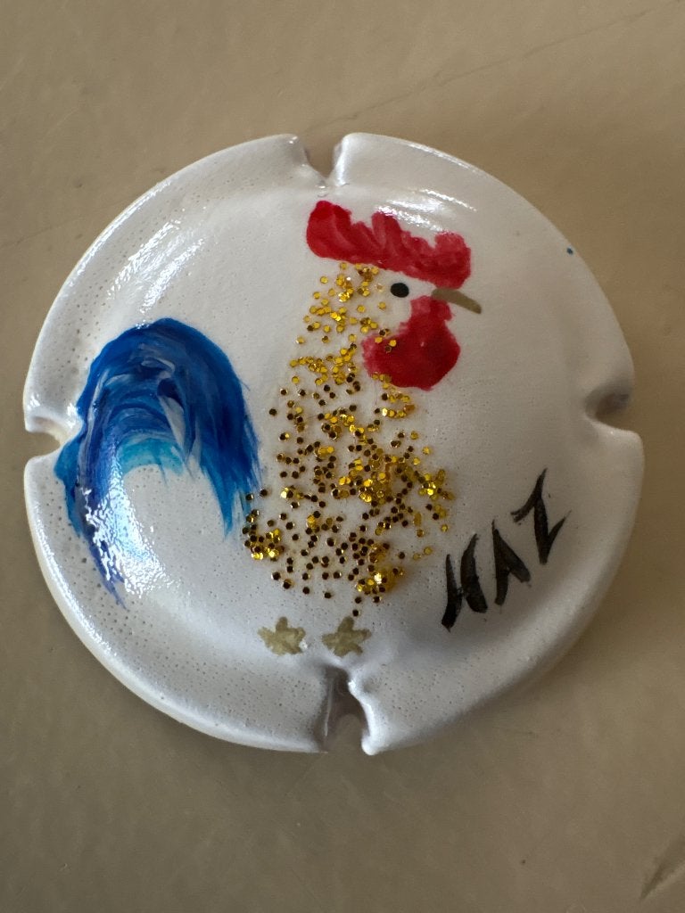 Unieke handgeschilderde Champagne capsule HAZ – Coq Gaulois, Enlèvement ou Envoi