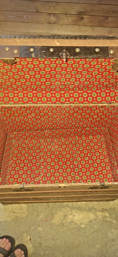Coffre de navire antique — Boîte à couverture vintage, Enlèvement, Autres types