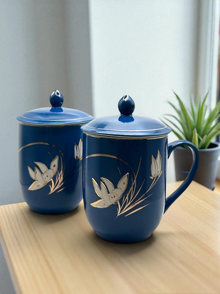 ️ Tasses à thé avec couvercle bleu cobalt, WH, Maison & Meubles, Cuisine | Vaisselle, Utilisé, Tasse(s) et/ou soucoupe(s), Autres styles