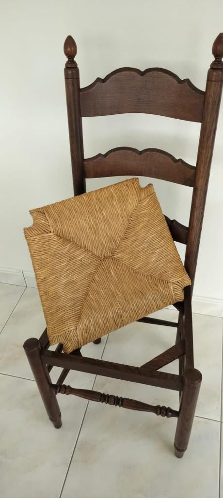 eiken stoelen met biezen, Kopie antiek, Comme neuf, Brun, Enlèvement