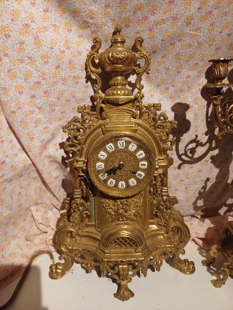 Exclusief 3-delig Italiaans Klokkenstel - Peltrato 95% Tin, Antiek en Kunst, Ophalen