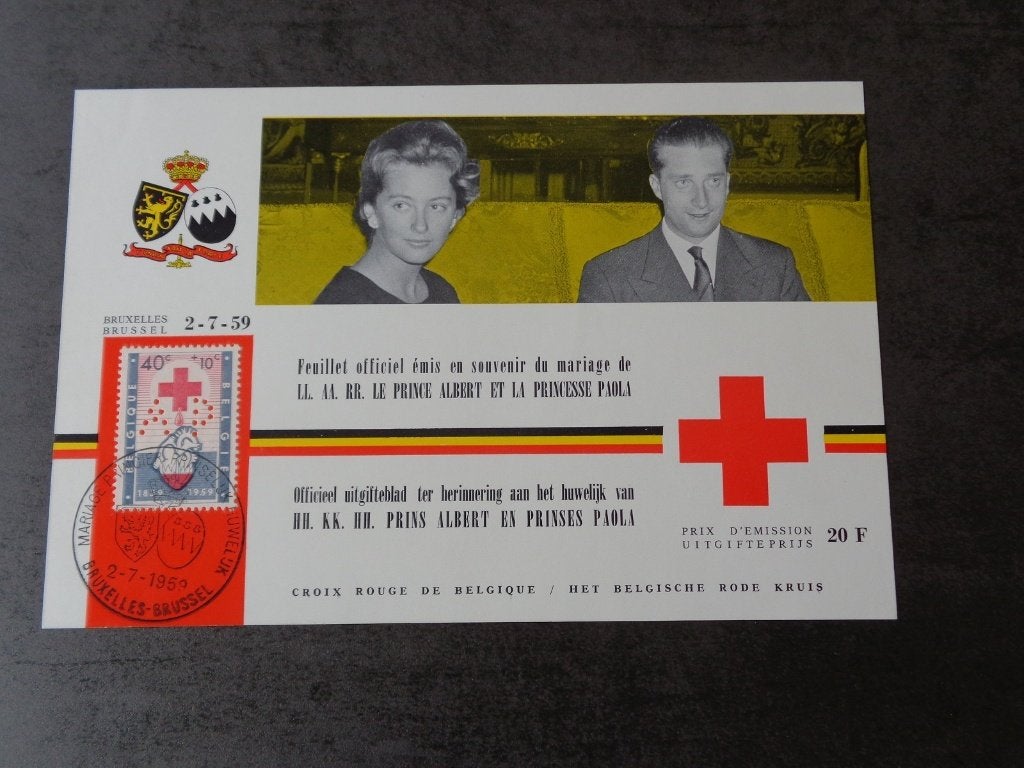 Speciaal blad voor de bruiloft van Albert en Paola, Postzegels en Munten, Ophalen