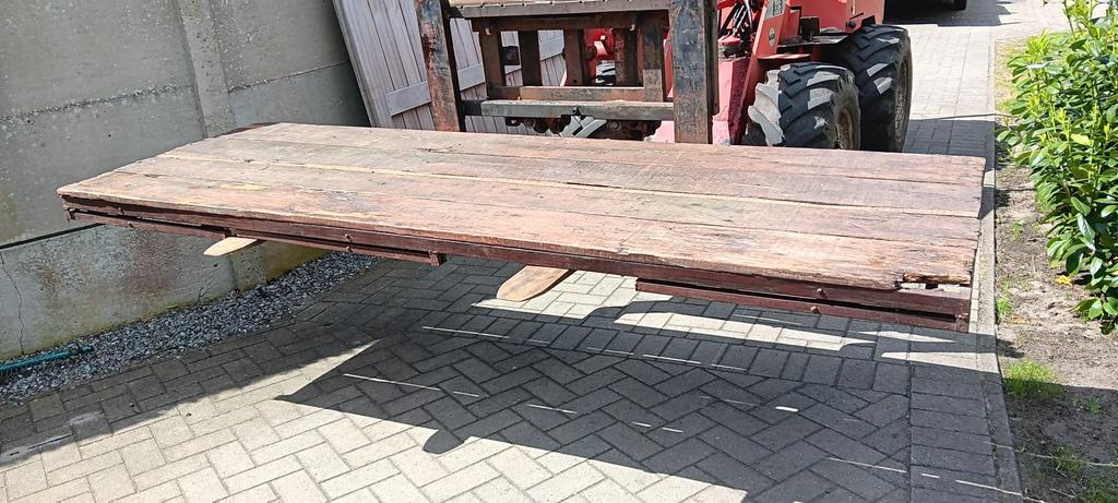 2x Vintage klaptafel met ijzeren frame, Jardin & Terrasse, Tables de pique-nique, Enlèvement, Comme neuf, Pliant