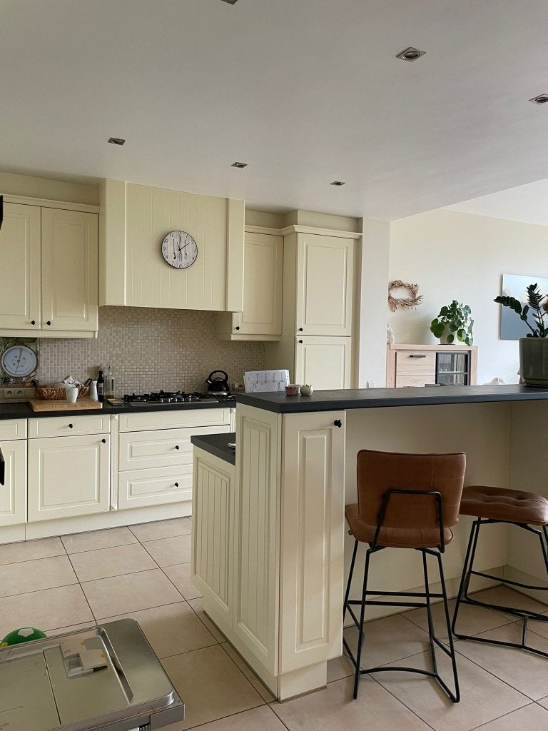 Landelijke keuken, Huis en Inrichting, Keuken | Complete keukens, Gebruikt, Hoekkeuken, Crème, Hout, Ophalen