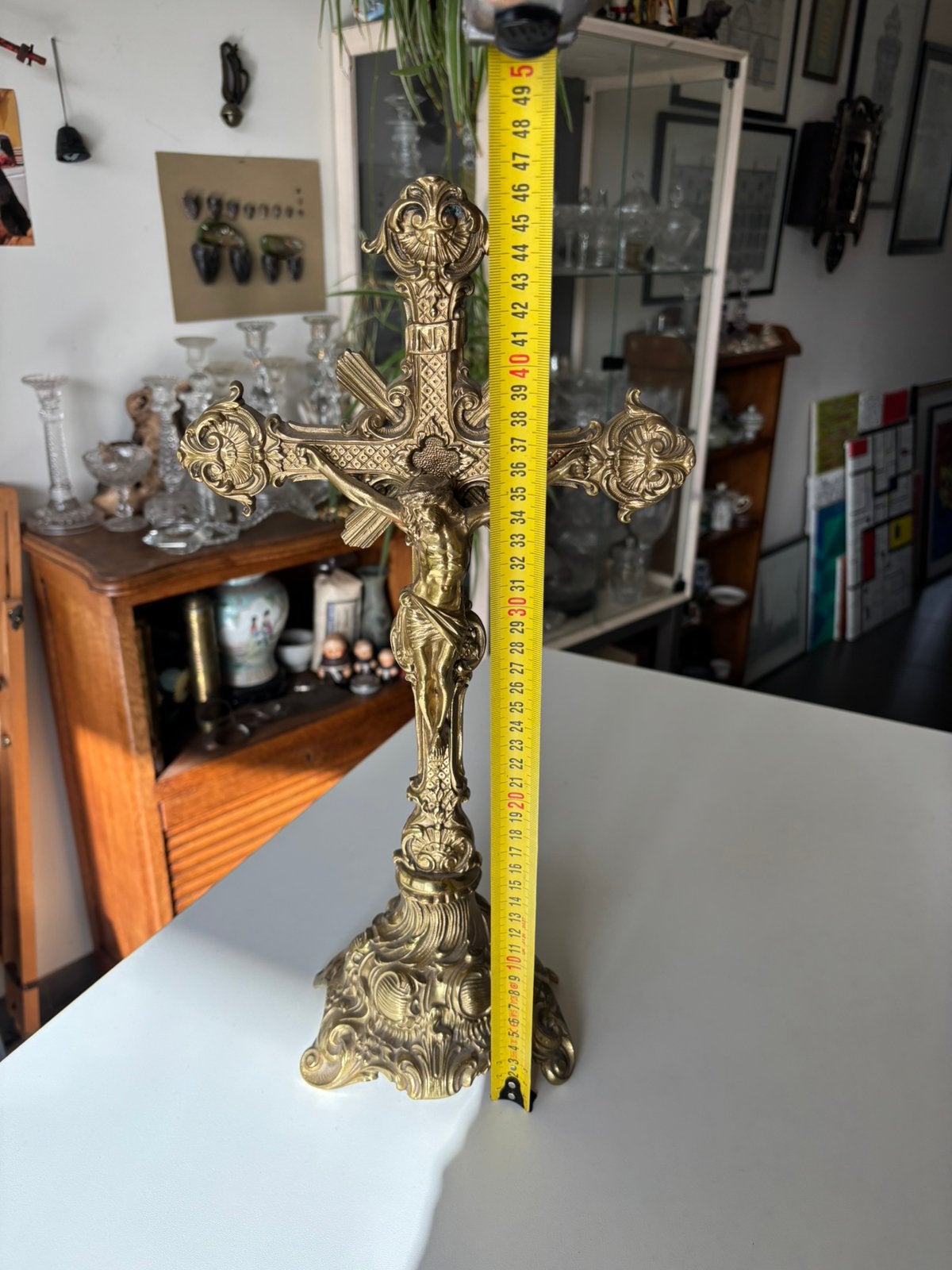 Groot bronzen kruisbeeld 1,96kg, Antiek en Kunst, Ophalen